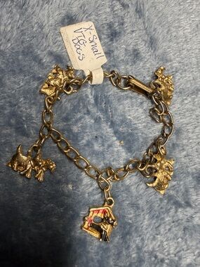 Vintage 1950’s Gold Tone Small Pets Charm Bracelet - Pets Small Pets